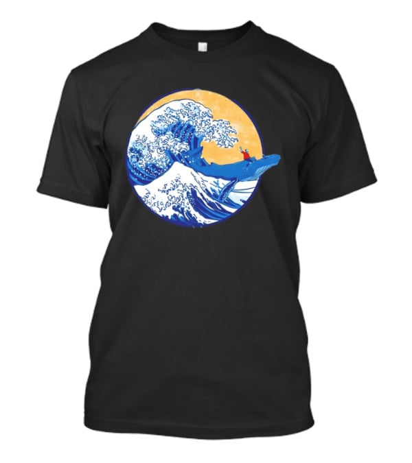 The Great Wave Meets The Great Beast With Whale Rider And Surfing Waves T-Shirt