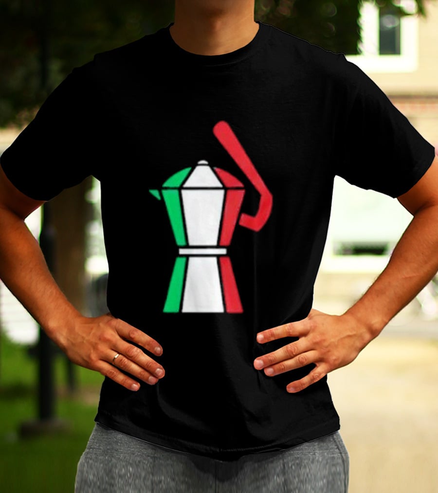 Italian Flag Moka Coffee Pot Icon Italy T-Shirt