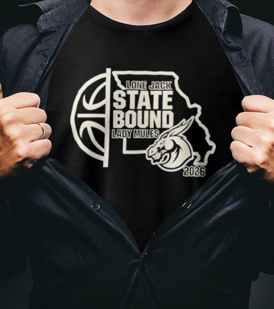 Lone Jack State Bound Lady Mules 2026 Missouri Basketball Map T-Shirt