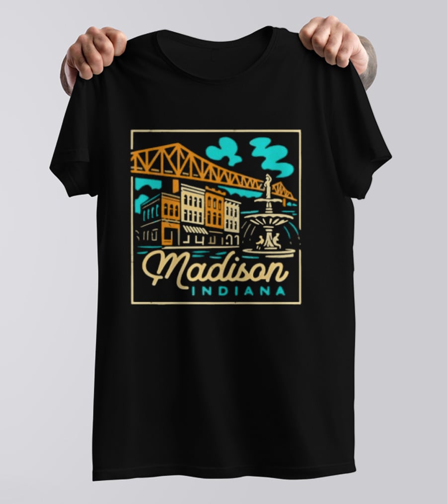 Madison Indiana Broadway Fountain Milton Wright Bridge T-Shirt
