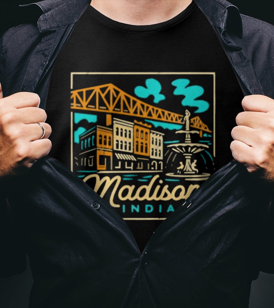 Madison Indiana Broadway Fountain Milton Wright Bridge T-Shirt