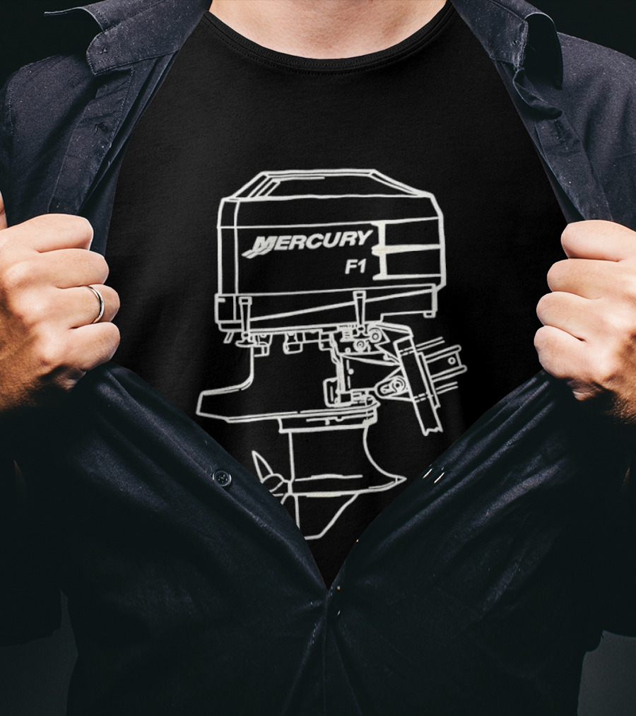Mercury F1 Outboard Engine Sketch T-Shirt