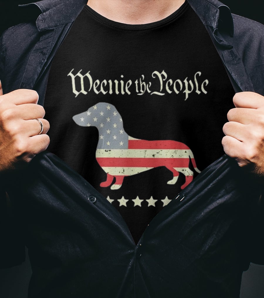 Weenie The People Dachshund American Flag Stars Patriotic Dog T-Shirt