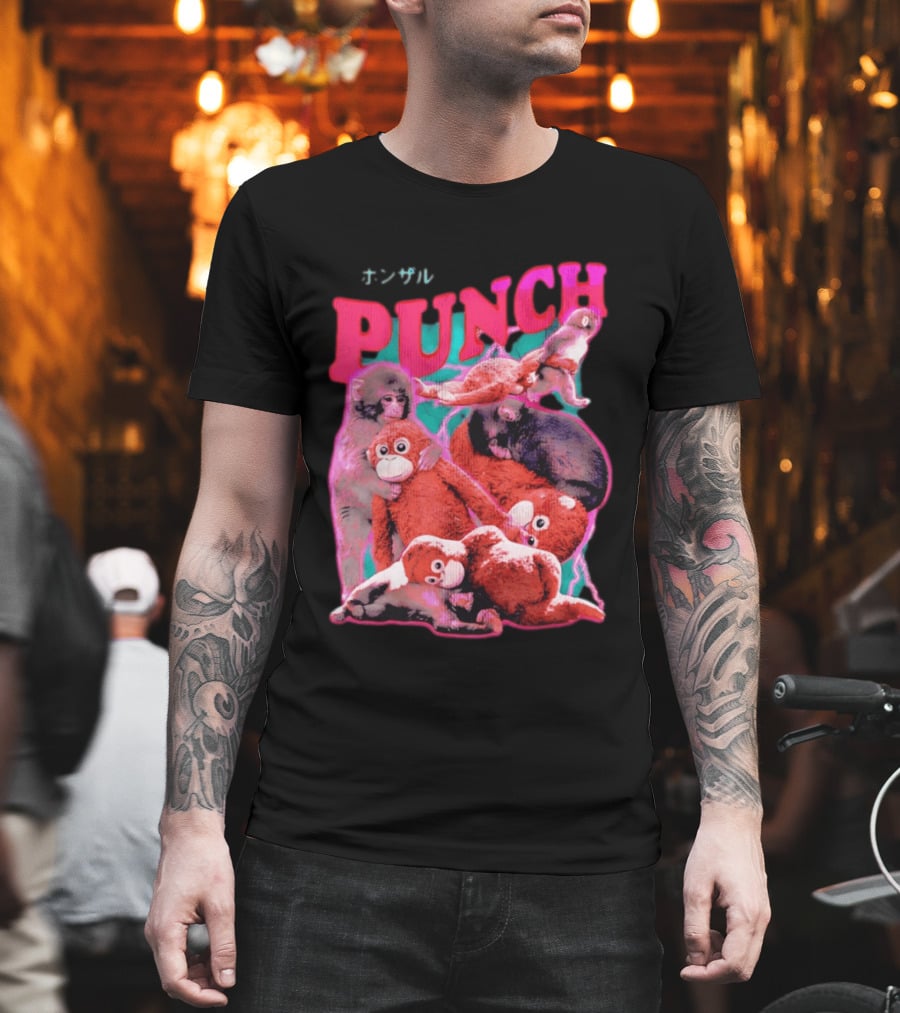 PUNCH Macaque Monkey Plush Collage T-Shirt