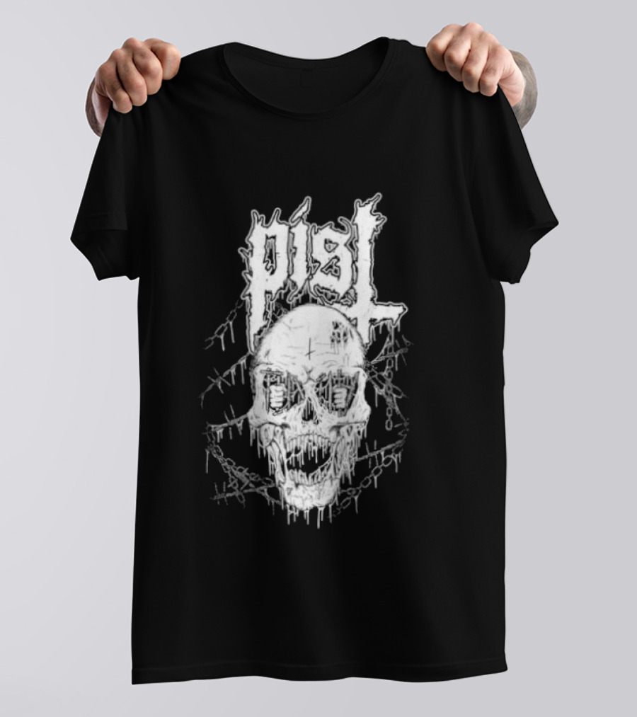 PISL Metal Skull With Dripping Branches And Chains T-Shirt