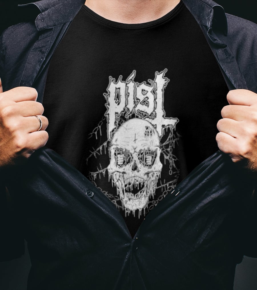 PISL Metal Skull With Dripping Branches And Chains T-Shirt