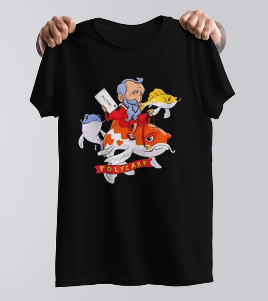 Polycarp Saint Riding Koi Fish Philippians Scroll T-Shirt