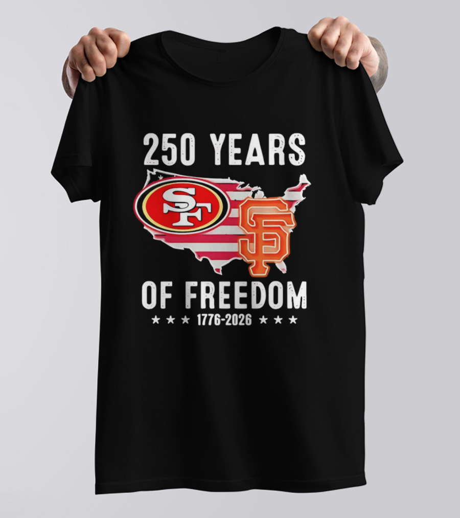 San Francisco 49ers 250 Years Of Freedom 1776 2026 USA Map T-Shirt