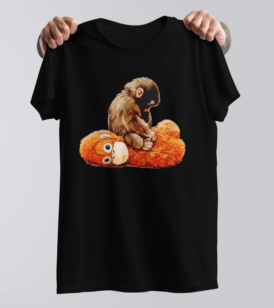 Punch Monkey Sitting On Plush Monkey T-Shirt