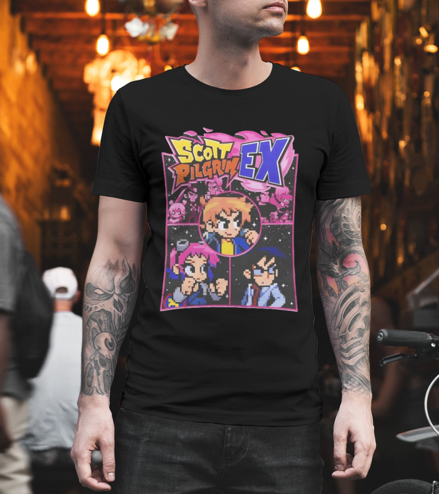Scott Pilgrim EX Pixel Art Character Grid T-Shirt