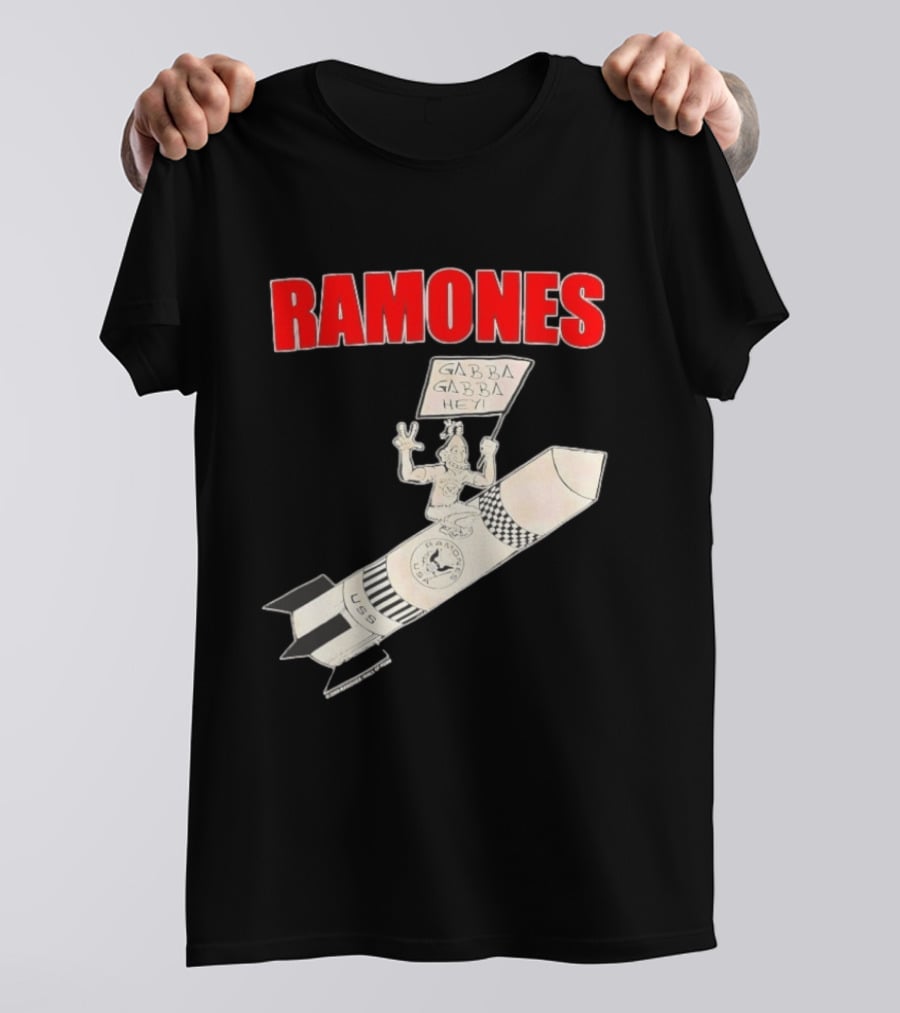 Ramones Gabba Gabba Hey USS Rocket Cartoon T-Shirt