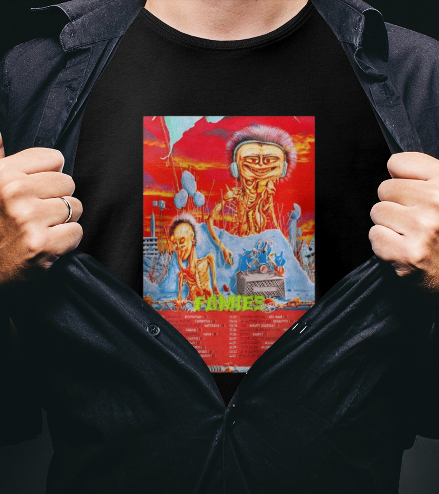 Fomies EU 2026 Skeleton Horror Tour Vibrant Alien Landscape T-Shirt