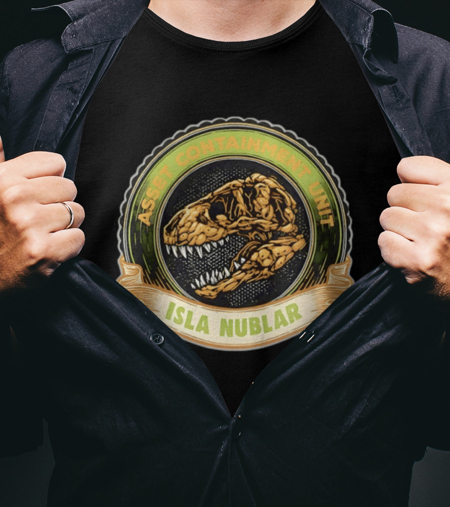 Asset Containment Unit Isla Nublar Skull Head Jura Park T-Shirt