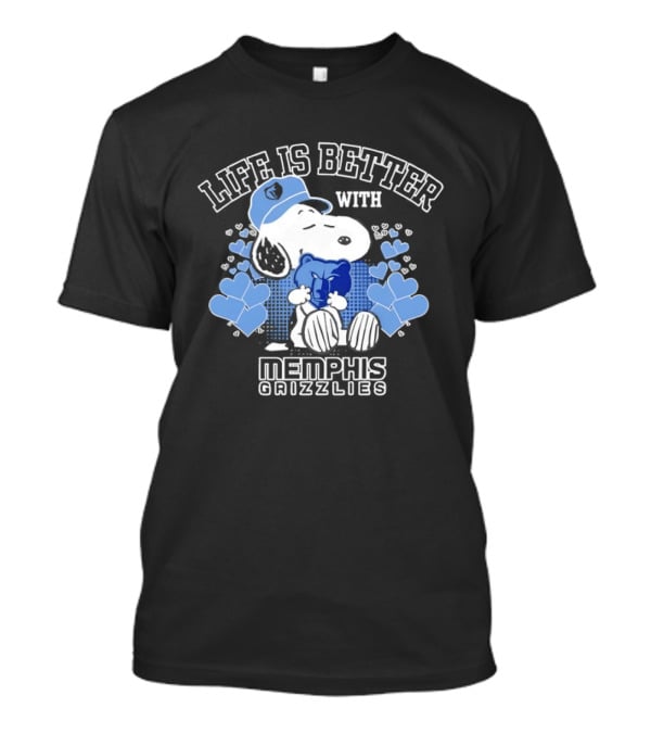 Life Is Better With Memphis Grizzlies Snoopy Holding Memphis Grizzlies T-Shirt
