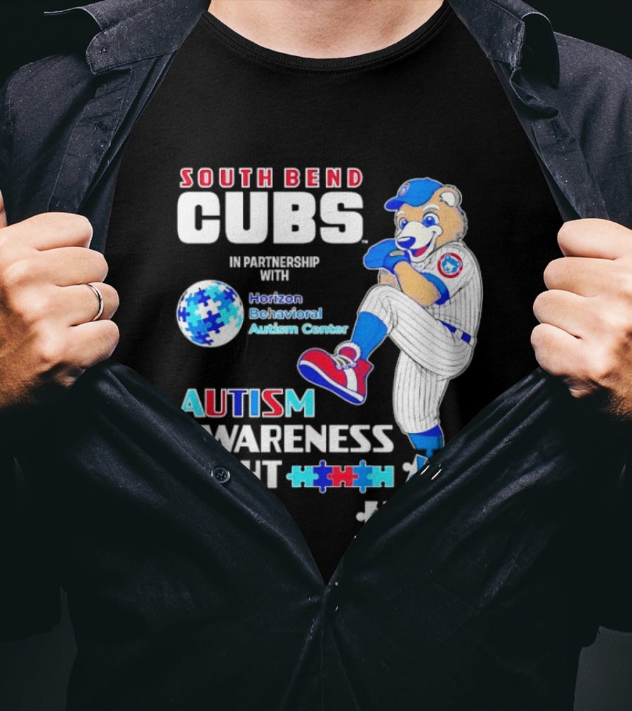 South Bend Cubs Autism Awareness Night Horizon Behavioral Autism Center Partnership T-Shirt