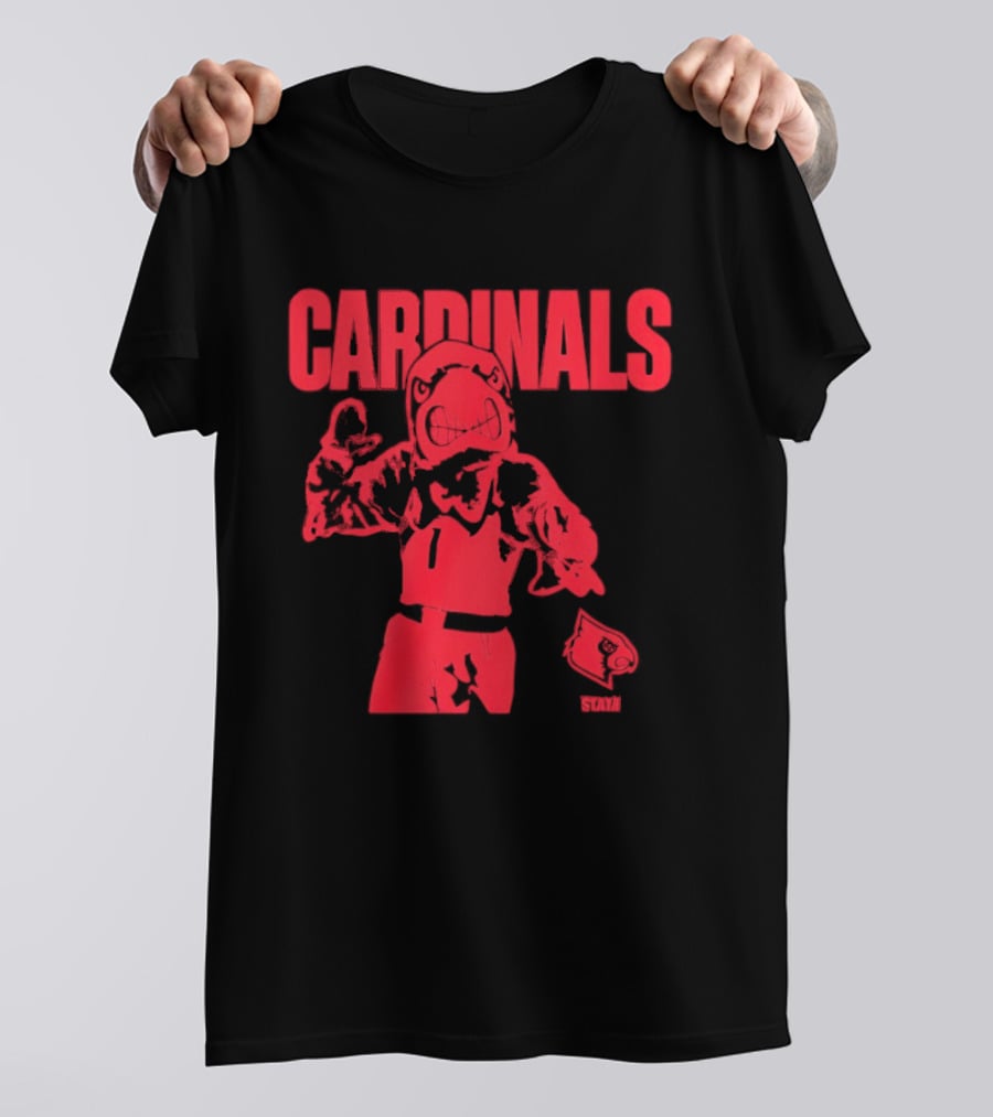 St Louis Cardinals Bold Red Player Cartoon T-Shirt