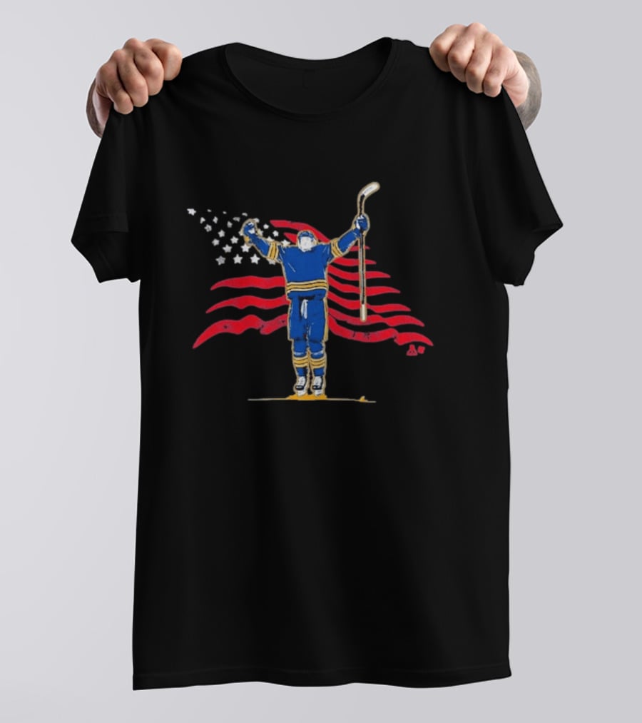 Tage Thompson Stars Stripes Hockey Celebration Pose T-Shirt