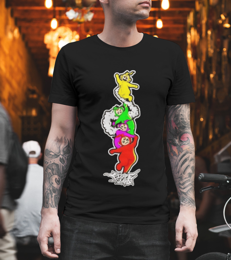 Teletubbies Escape Land Stacked Characters Graffiti T-Shirt