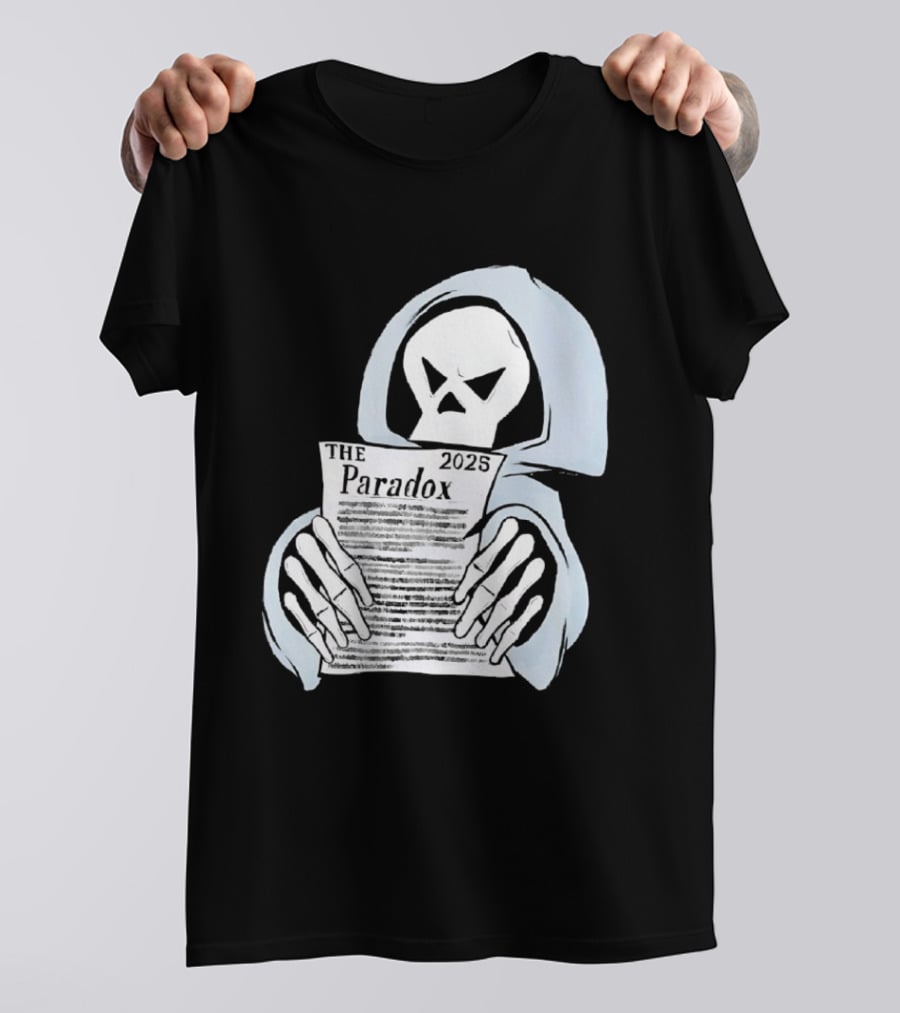 The Paradox Skull Grim Reaper Holding 2023 Newspaper T-Shirt