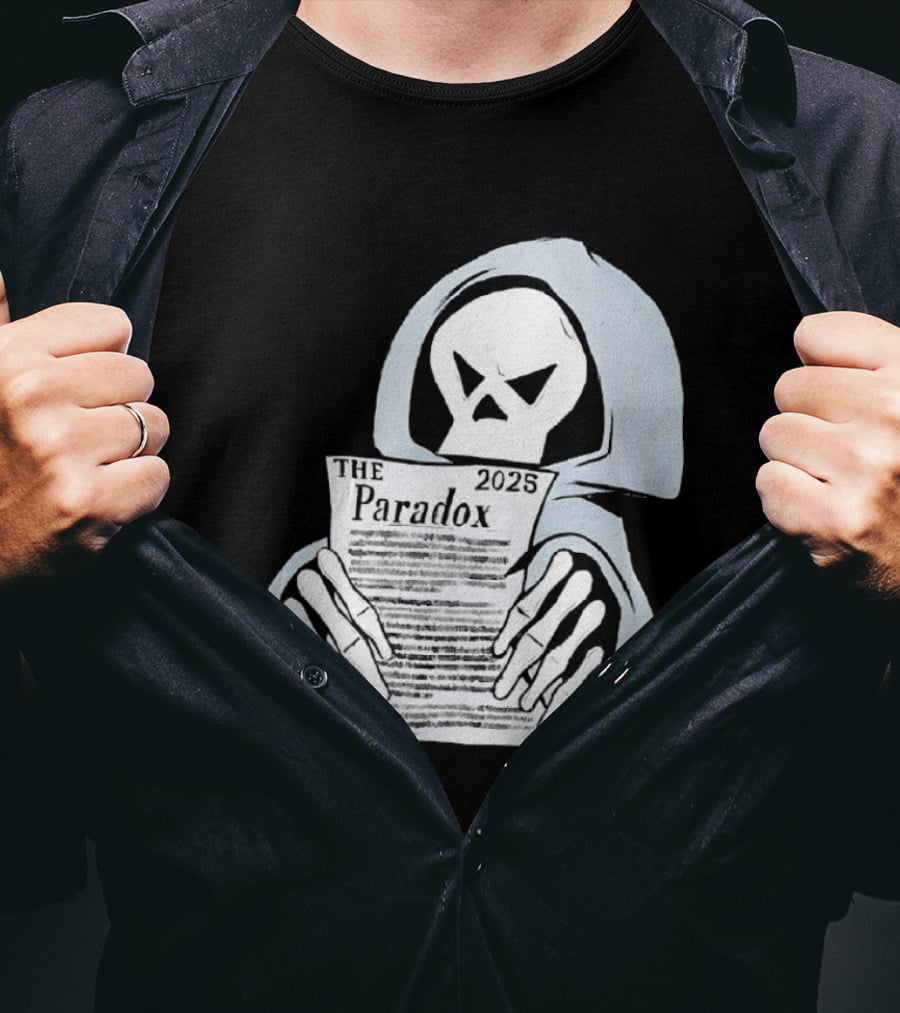 The Paradox Skull Grim Reaper Holding 2023 Newspaper T-Shirt