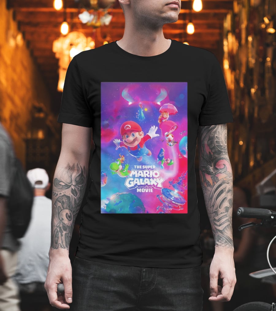 The Super Mario Galaxy Movie Adventure Featuring Iconic Characters T-Shirt