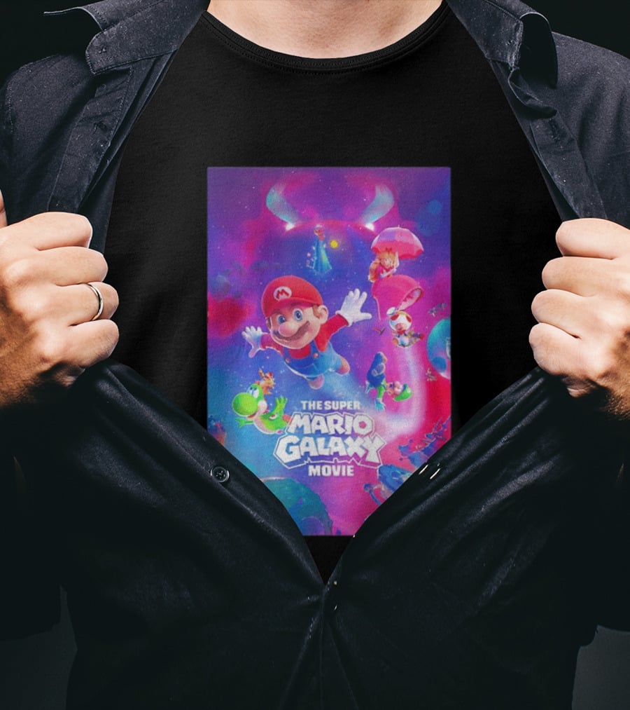 The Super Mario Galaxy Movie Adventure Featuring Iconic Characters T-Shirt
