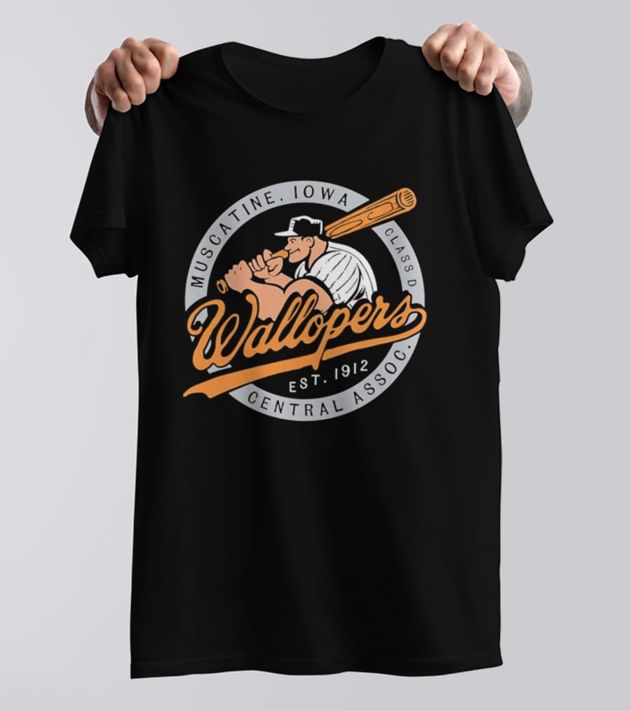 Muscatine Iowa Wallopers Central Assoc Est 1912 Baseball T-Shirt