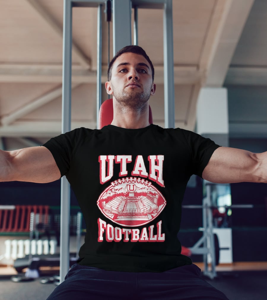 Utah Utes Football Stadium Illustration With Mountain T-Shirt