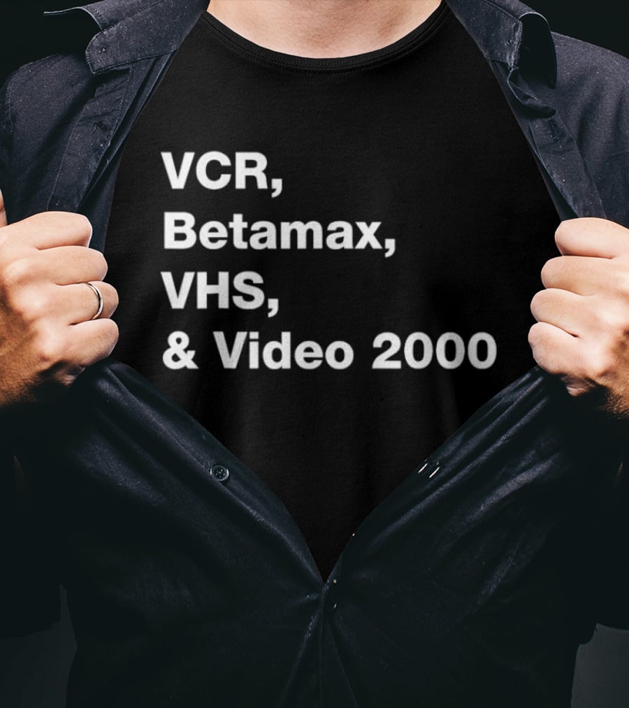 VCR Betamax VHS Video 2000 Classic Media Formats T-Shirt