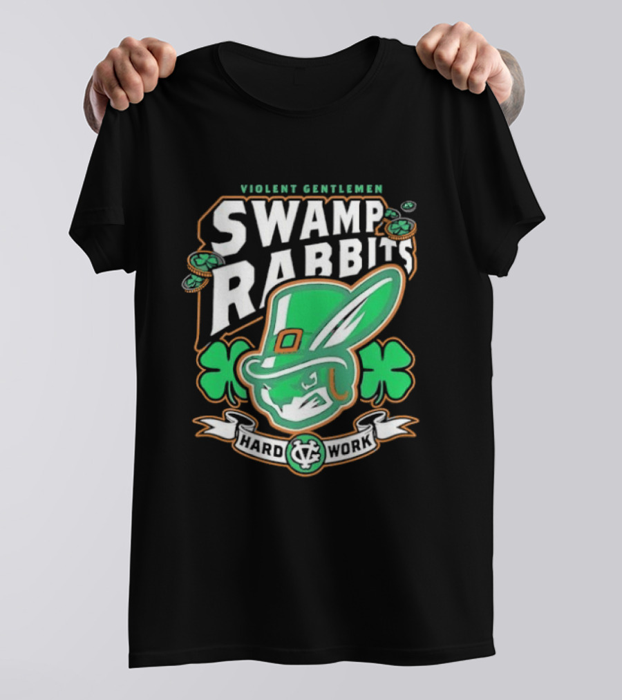 Violent Gentlemen Swamp Rabbits Hard Work Swamp Leprechaun T-Shirt