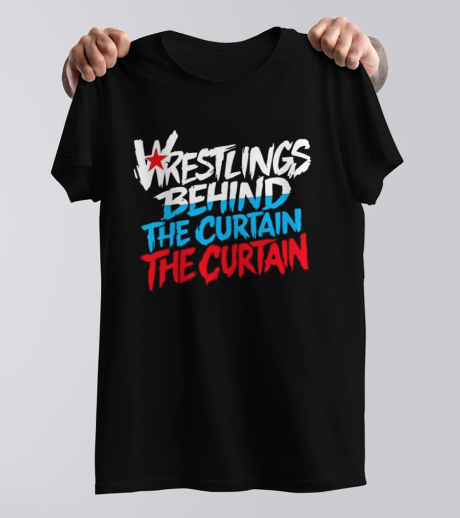Wrestlings Behind The Curtain Star Logo Blue Red T-Shirt