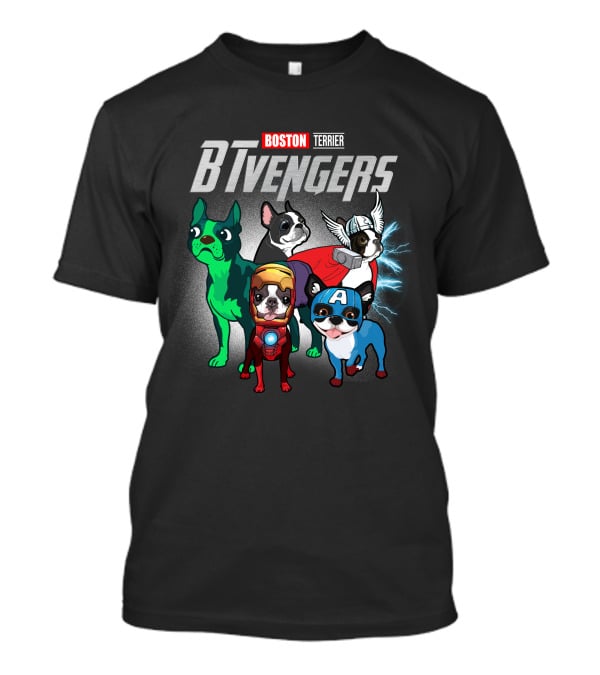 Boston Terrier BTvengers Superhero Dogs T-Shirt