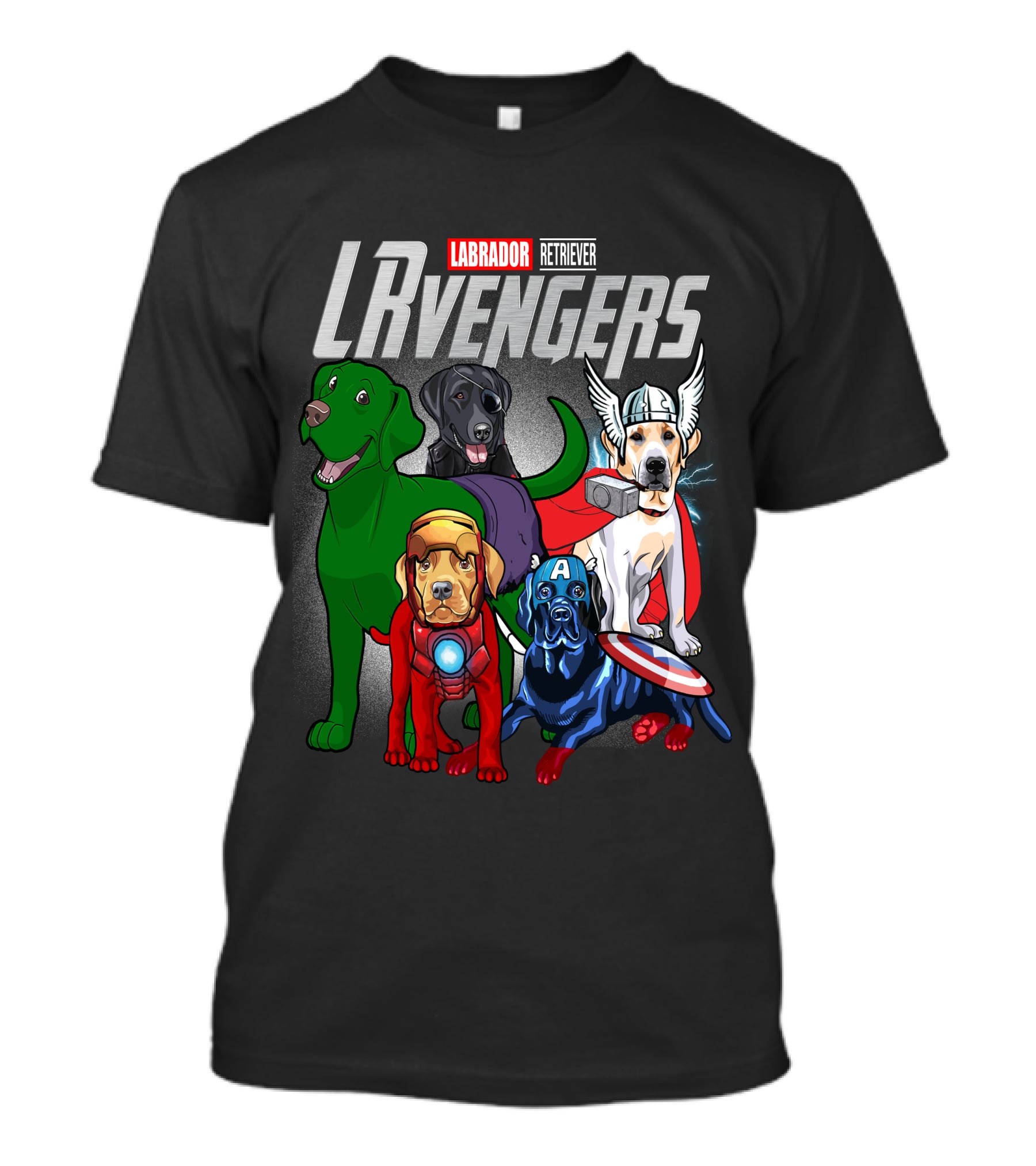 Labrador Retriever LRvengers Superhero Dogs Assemble T-Shirt