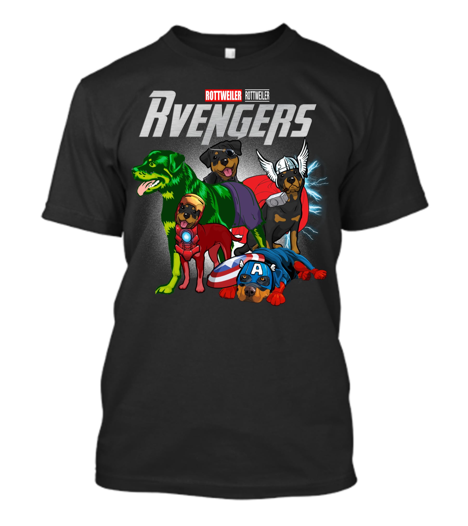 Rottweiler Rvengers Superhero Dogs T-Shirt