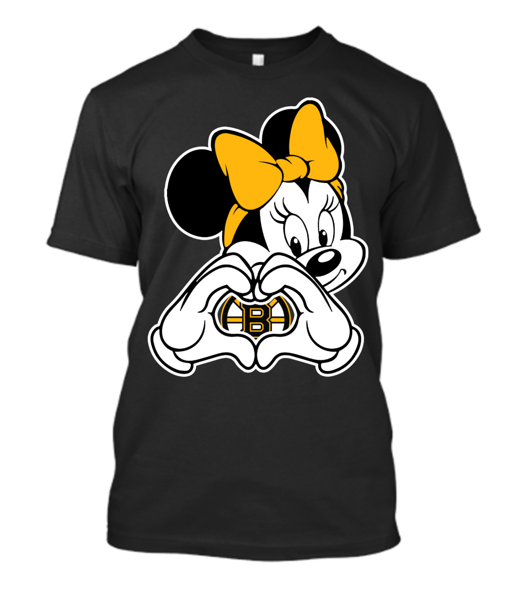 Boston Bruins Minnie Mouse Heart Hands T-Shirt