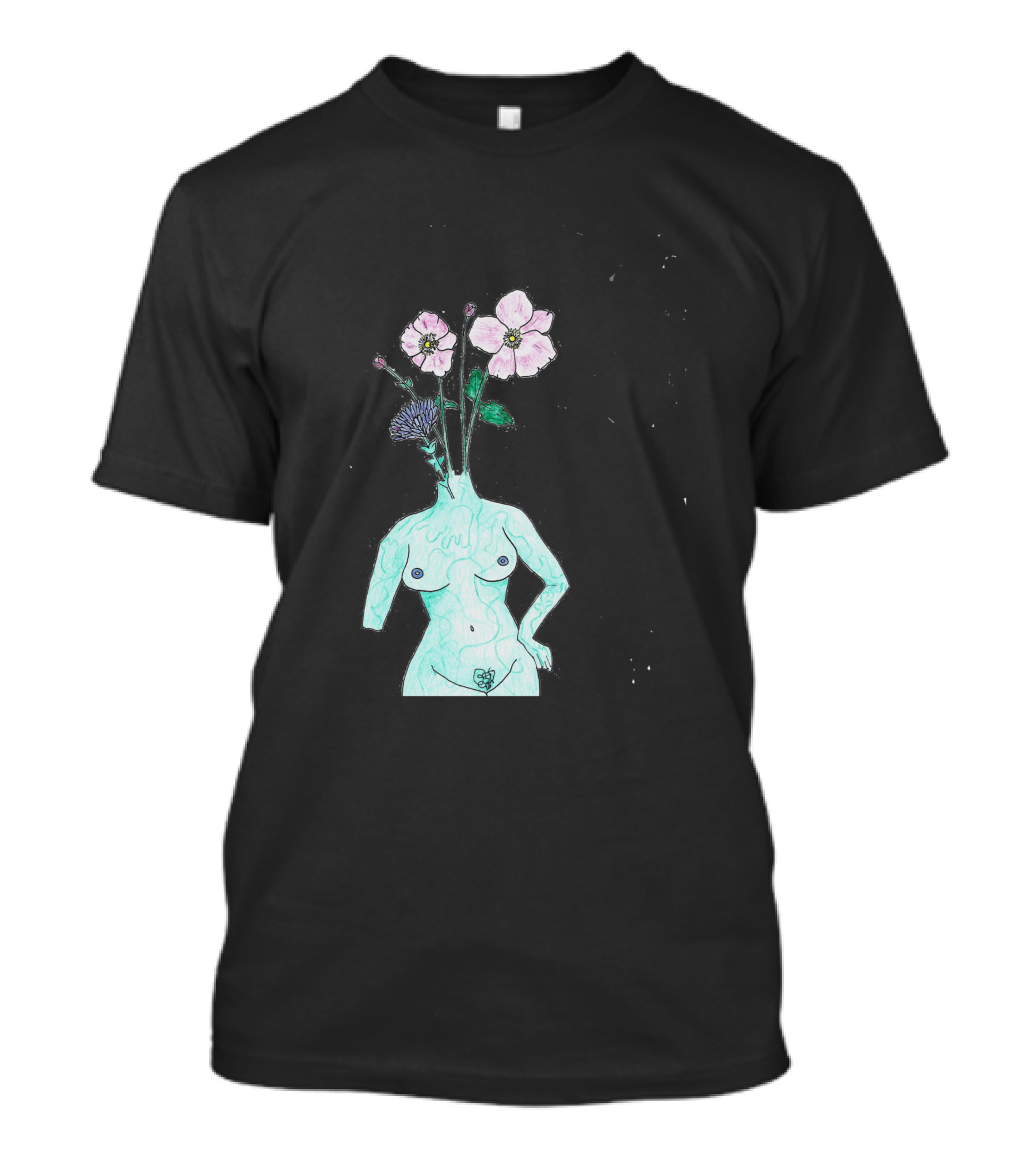 Alien Anemone Flower Head Surreal Floral Body T-Shirt