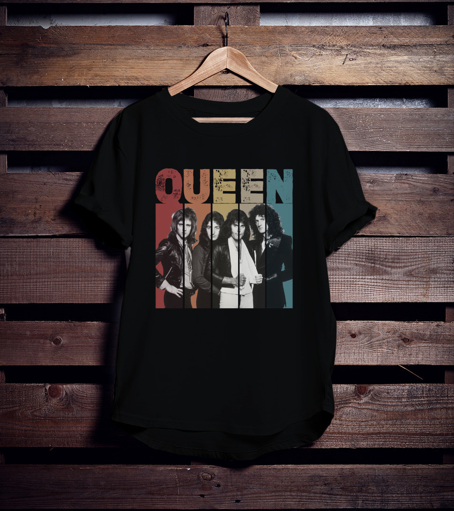 QUEEN Vintage Band Portrait Stripes T-Shirt