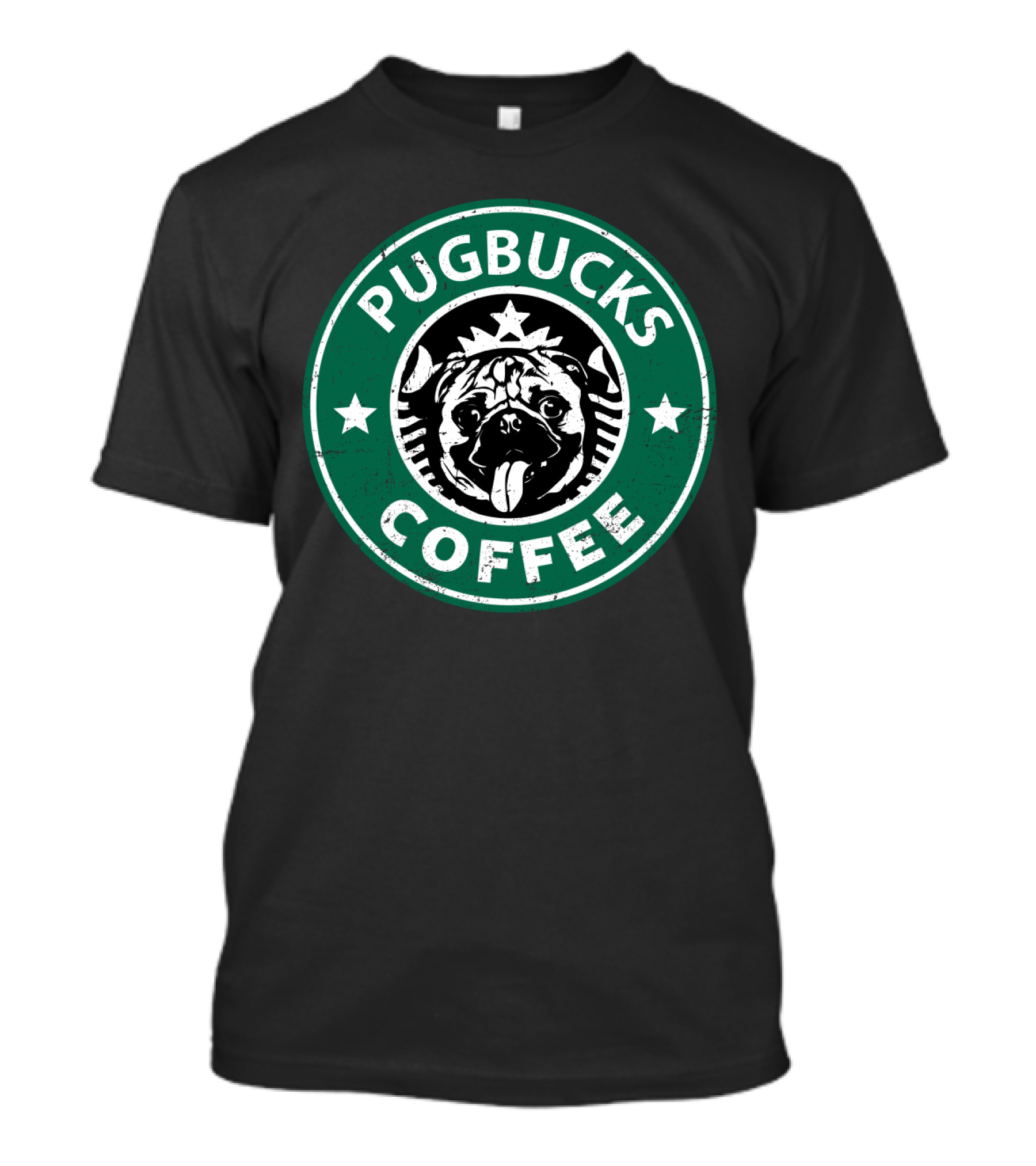 Pugbucks Coffee Logo Parody With Cute Pug T-Shirt