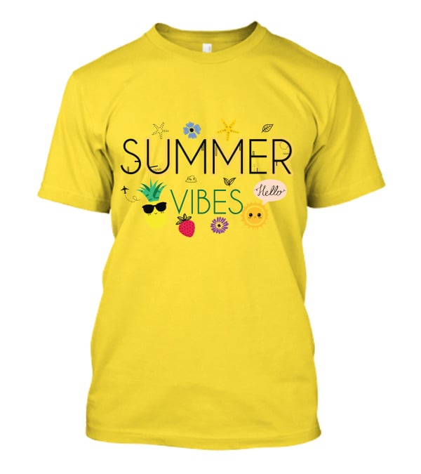 SUMMER VIBES PINEAPPLE STRAWBERRY SUN HELLO STARFISH FLOWER LEAF T-Shirt