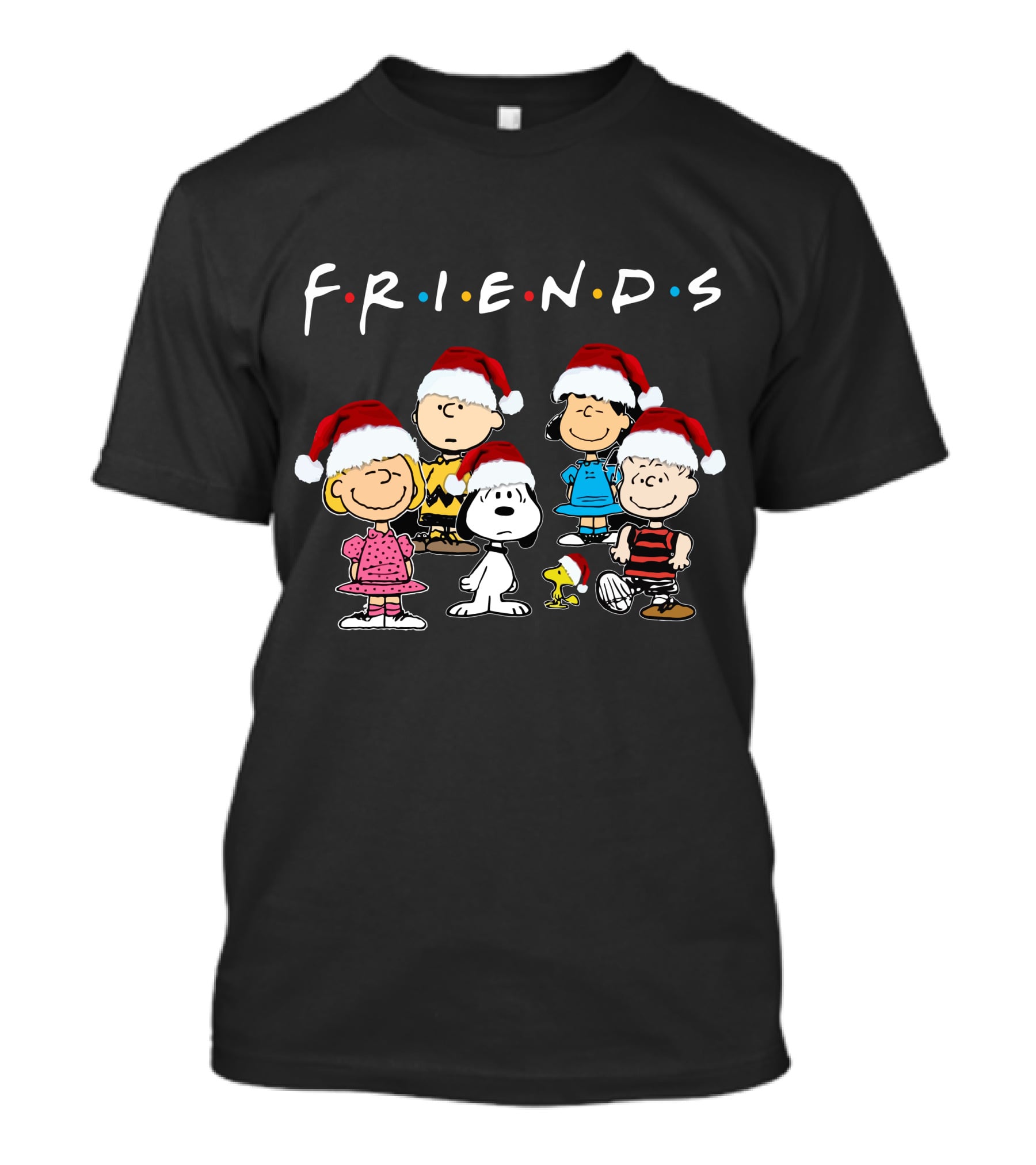 Friends Snoopy Christmas Peanuts Characters Santa Hats T-Shirt