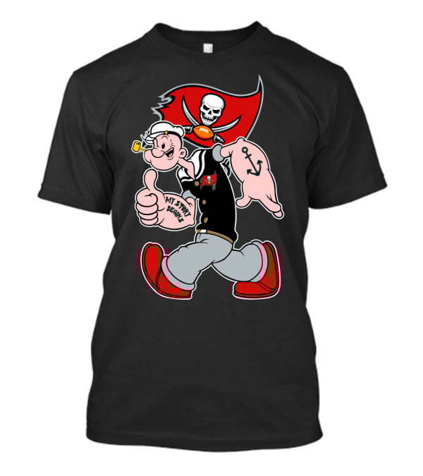 Buccaneers Pirate Popeye My Spicy Delight Skull Flag Football Anchor T-Shirt