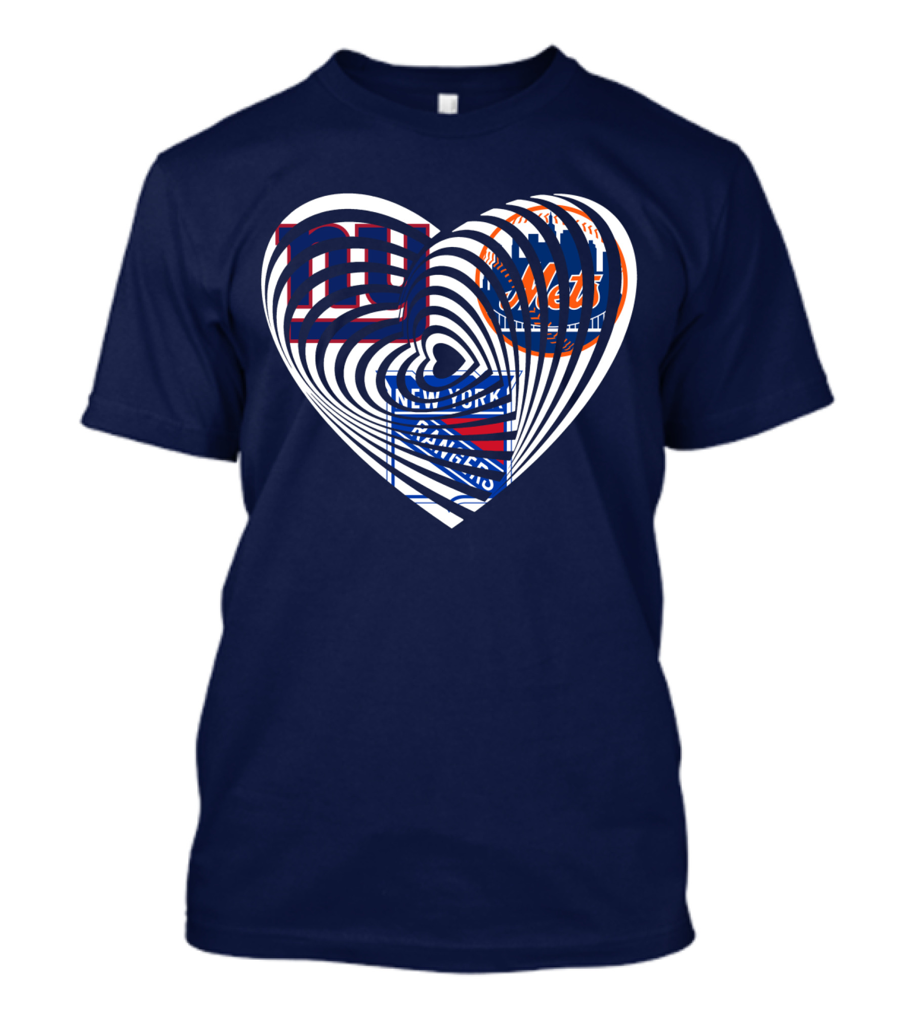 New York Giants Mets Rangers Heart T-Shirt