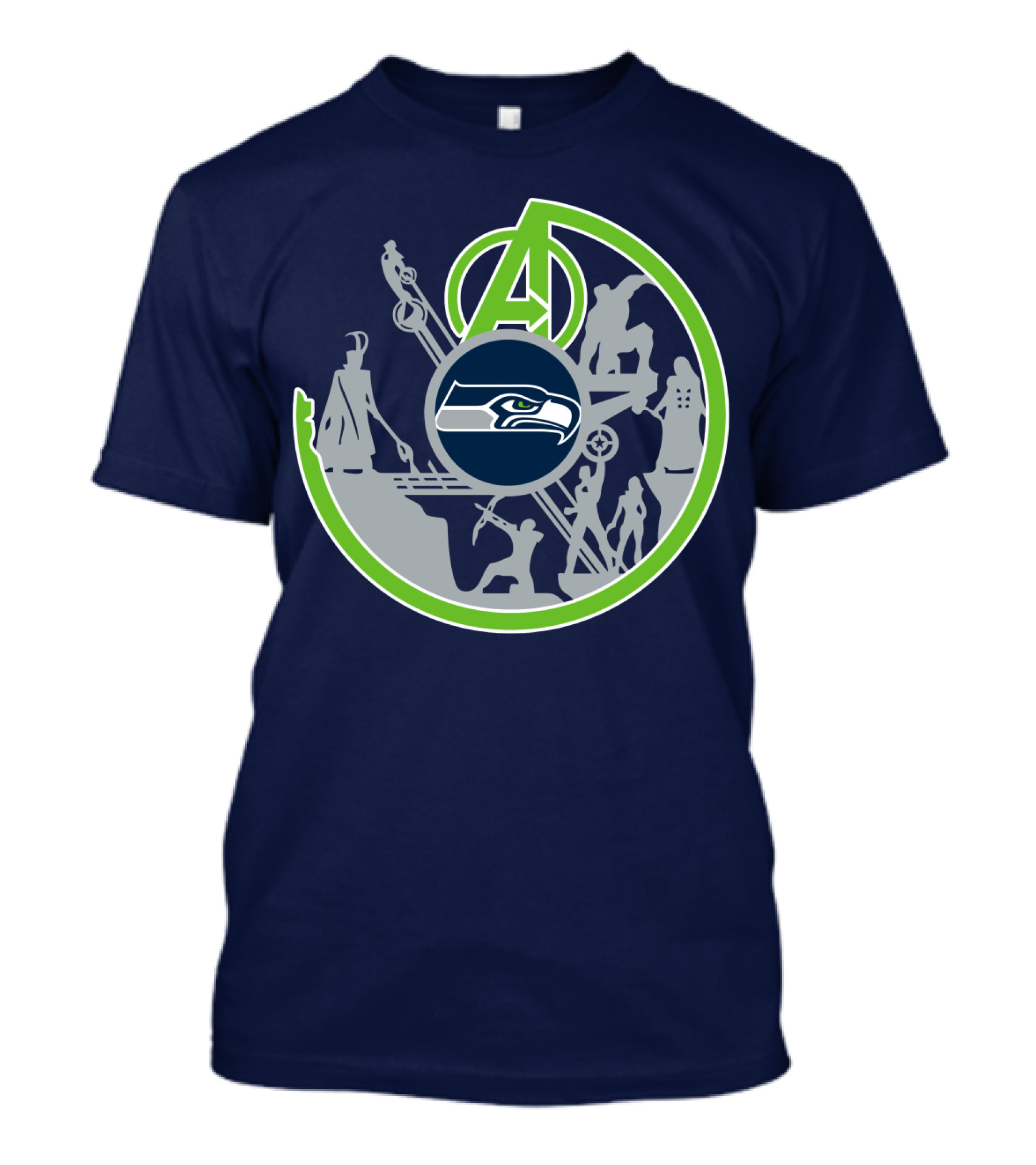 Seahawks Avengers Crossover Logo Silhouettes T-Shirt