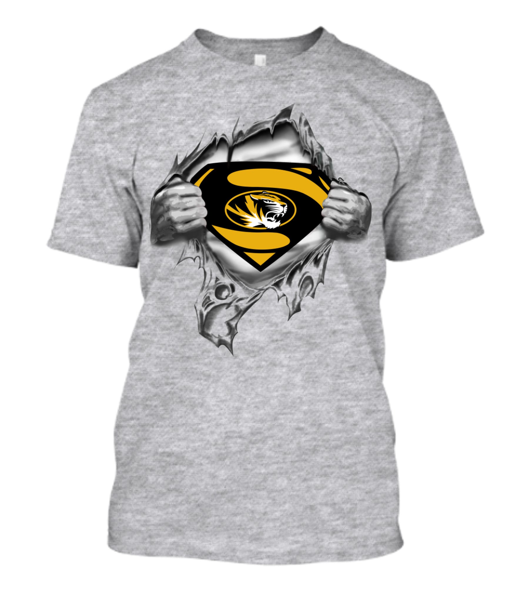 Superman Missouri Tigers Logo Rip T-Shirt