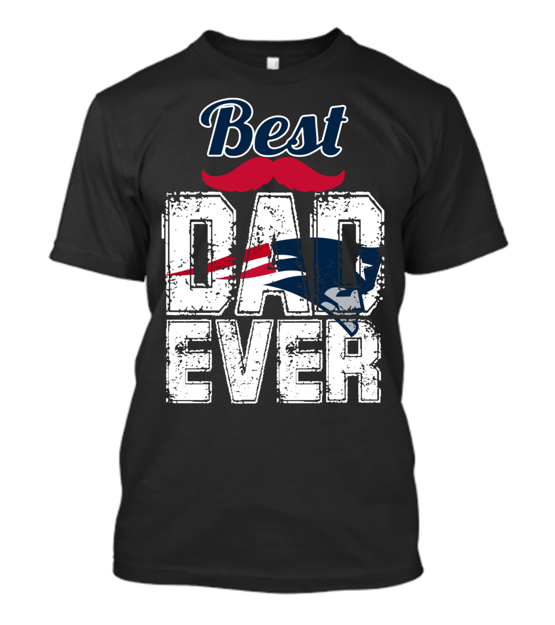 Best Dad Ever Patriots Logo Moustache T-Shirt