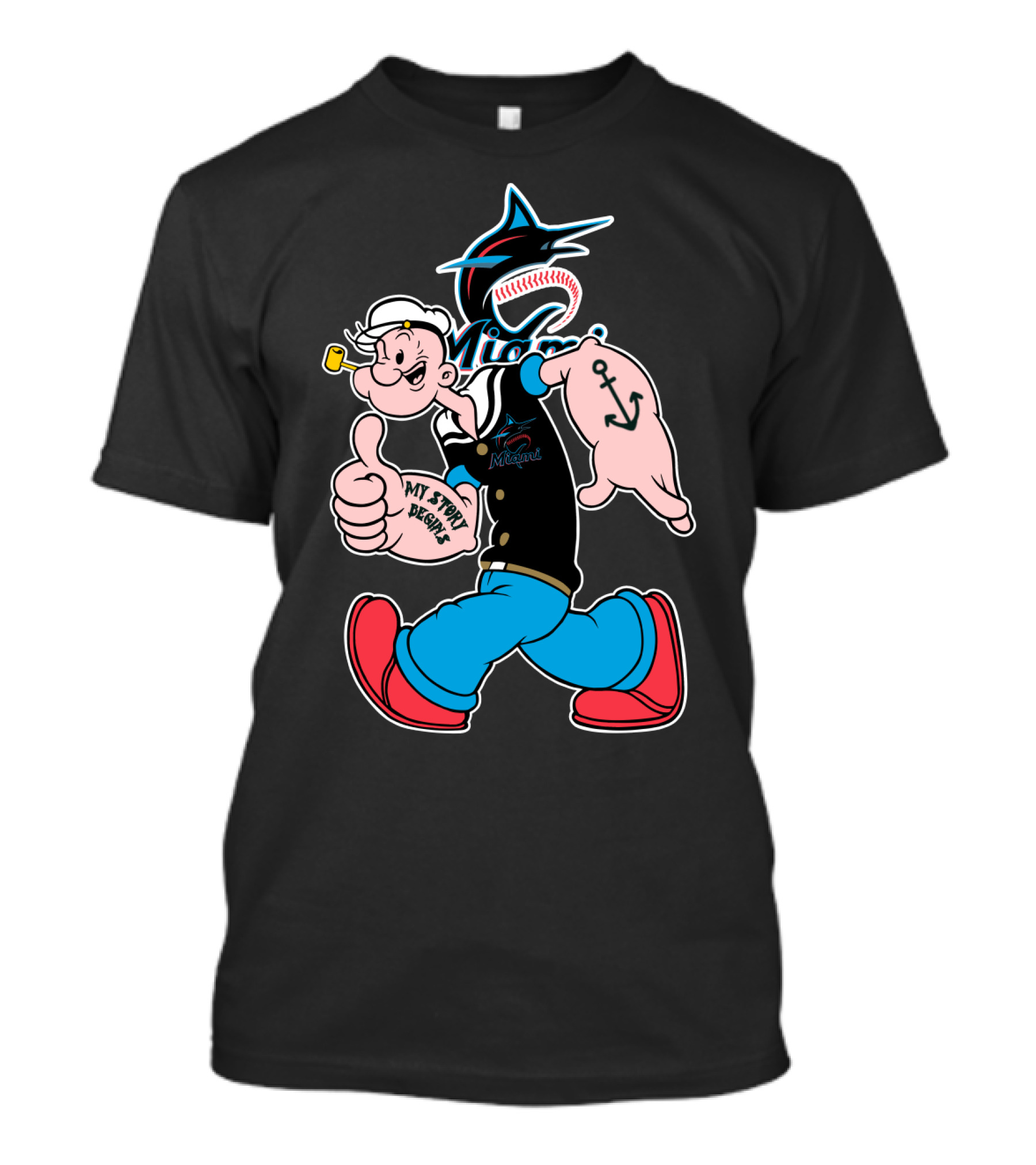 Miami Marlins Popeye Mt Stewart Begley T-Shirt