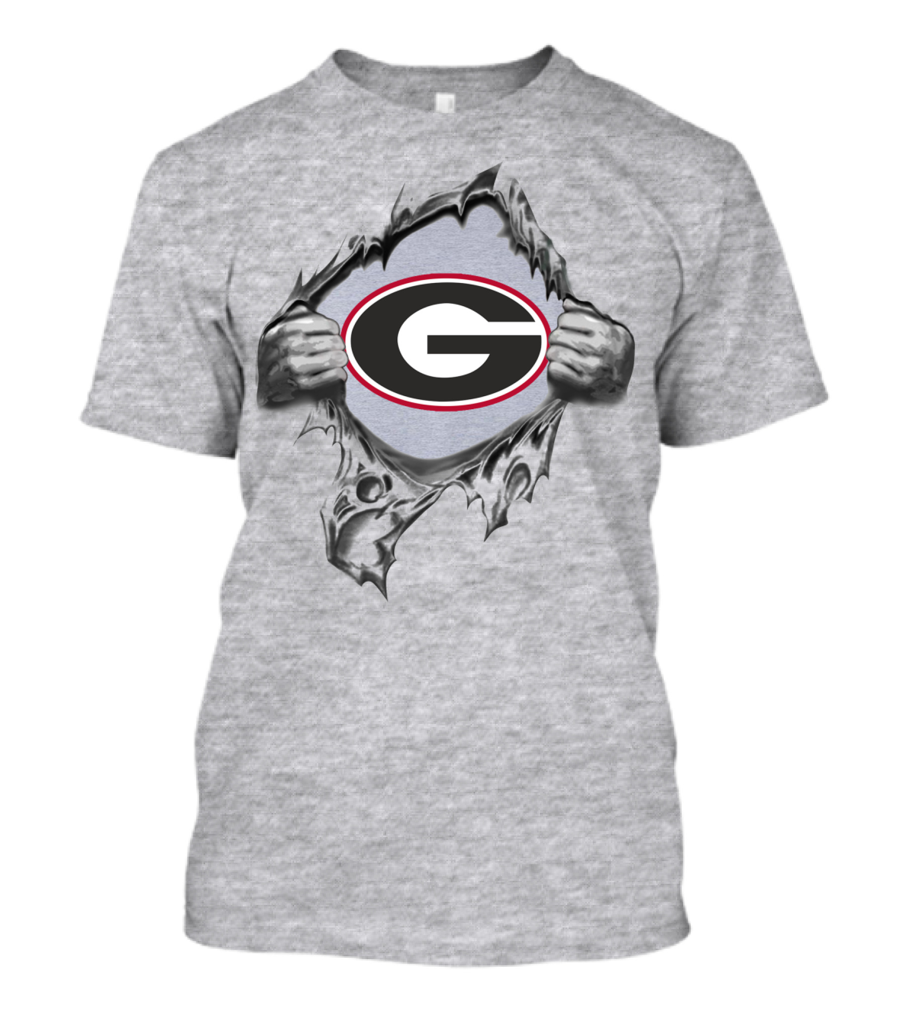Georgia Bulldogs G Logo Peeking Through Torn Fabric T-Shirt