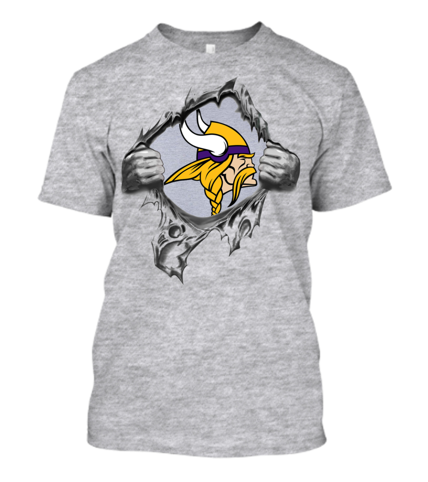 Minnesota Vikings Ripped Shield Viking Head T-Shirt