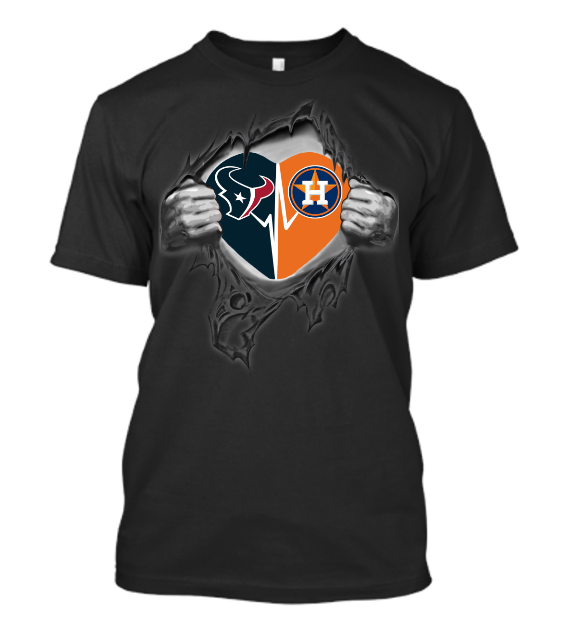 Ripped Heart Texans Astros Fan Loyalty T-Shirt