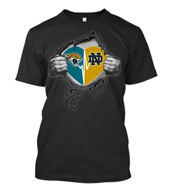 Jaguars Notre Dame Heart Logo Combination T-Shirt